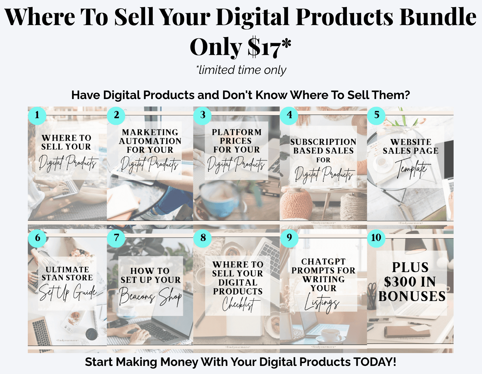 Where to Sell Your Digital Products Bundle- $17 NO RESELL RIGHTS